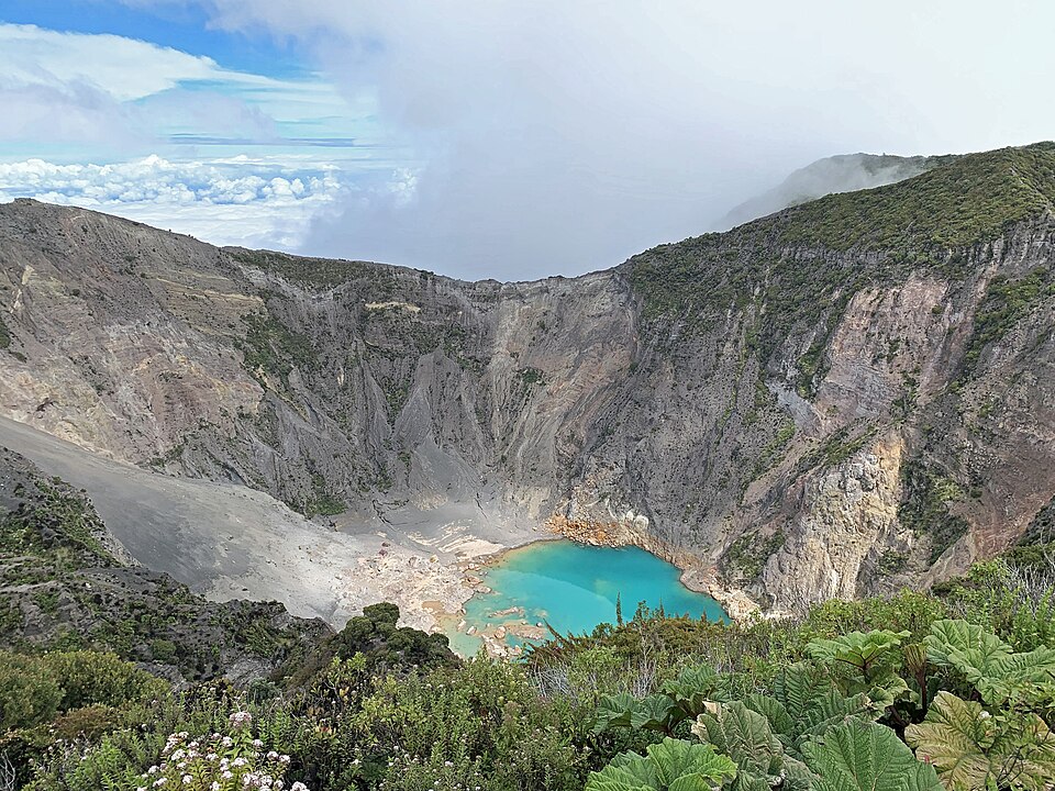 Irazú Volcano crater above the clouds